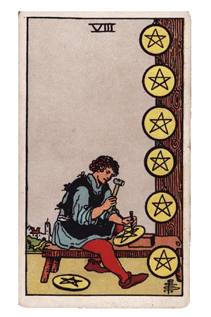 8 of Pentacles (8 Tiền)
