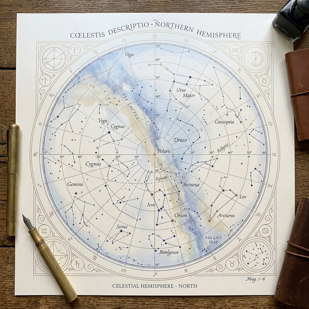 thần số học và tarot - Bản đồ sao vẽ trên giấy ngọc trai mượt mà