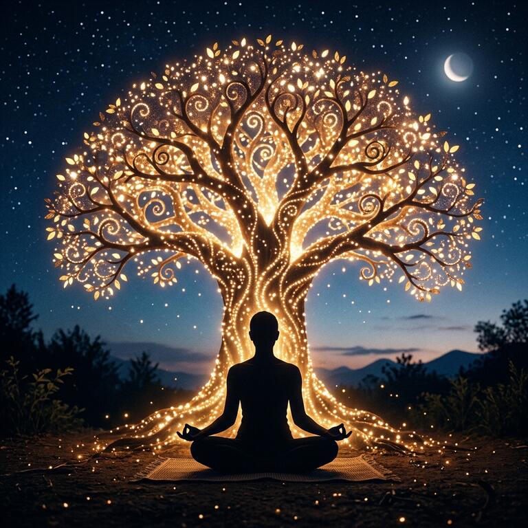 tarot và luân xa - Bóng hình thiền định yên ả gọi nguồn năng lượng chữa lành siêu việt