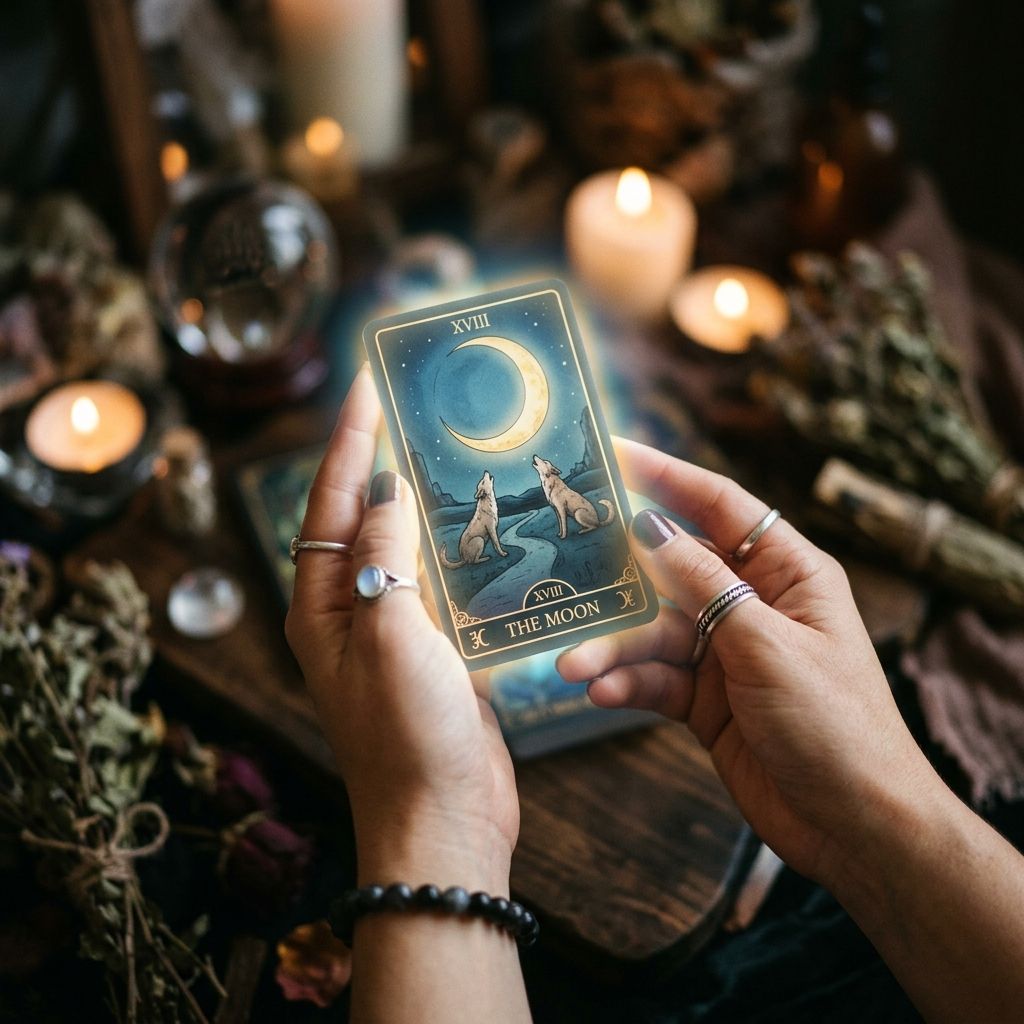 Bài tarot: Thông điệp vũ trụ gửi mình chữa lành 2 Đôi bàn tay đang nâng niu lá bài tarot dưới ánh sáng huyền bí