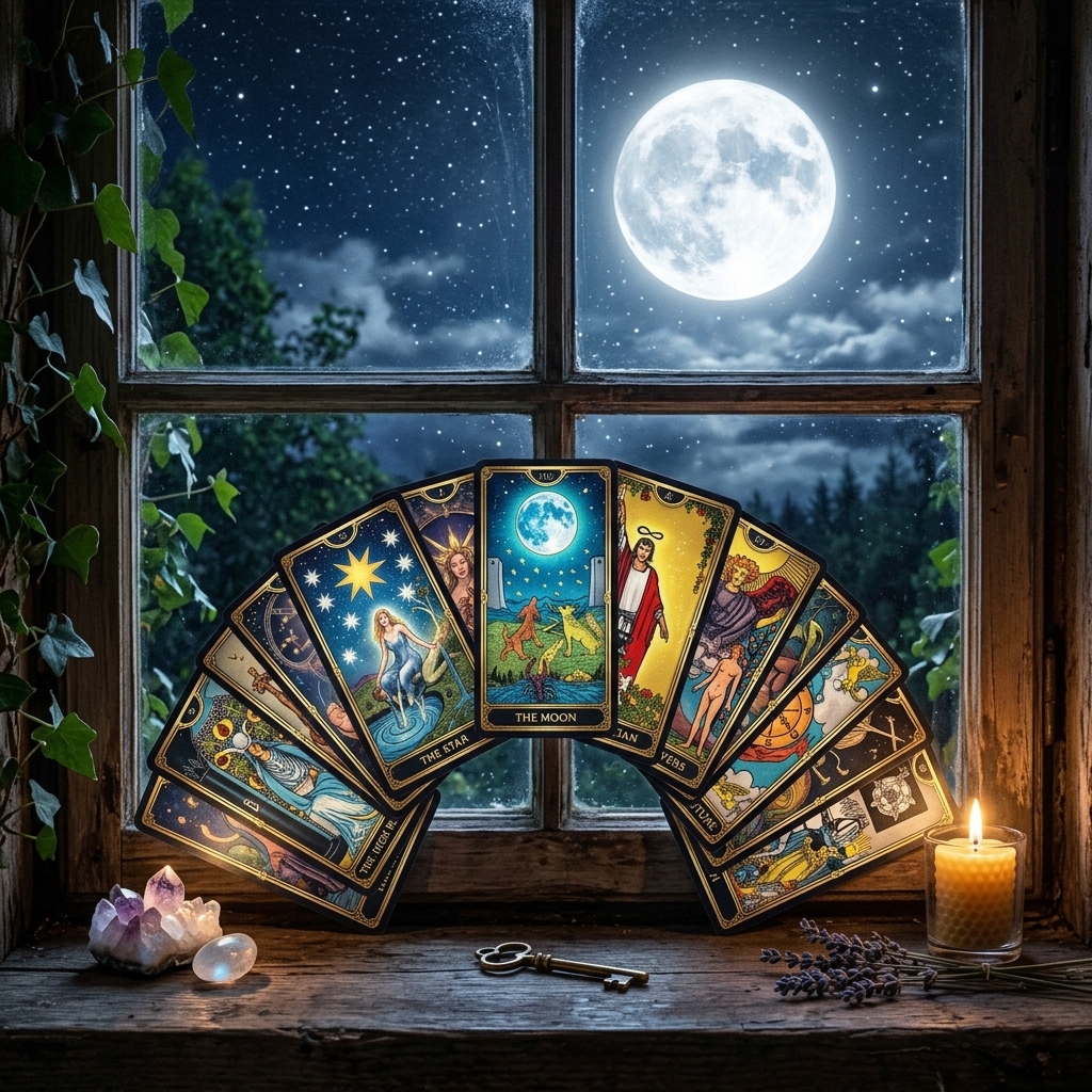 5 cách thanh tẩy bộ bài Tarot của bạn một cách kỳ diệu 3 thanh tẩy bộ bài Tarot - Đón ánh trăng khuya gột sạch bế tắc ứ đọng